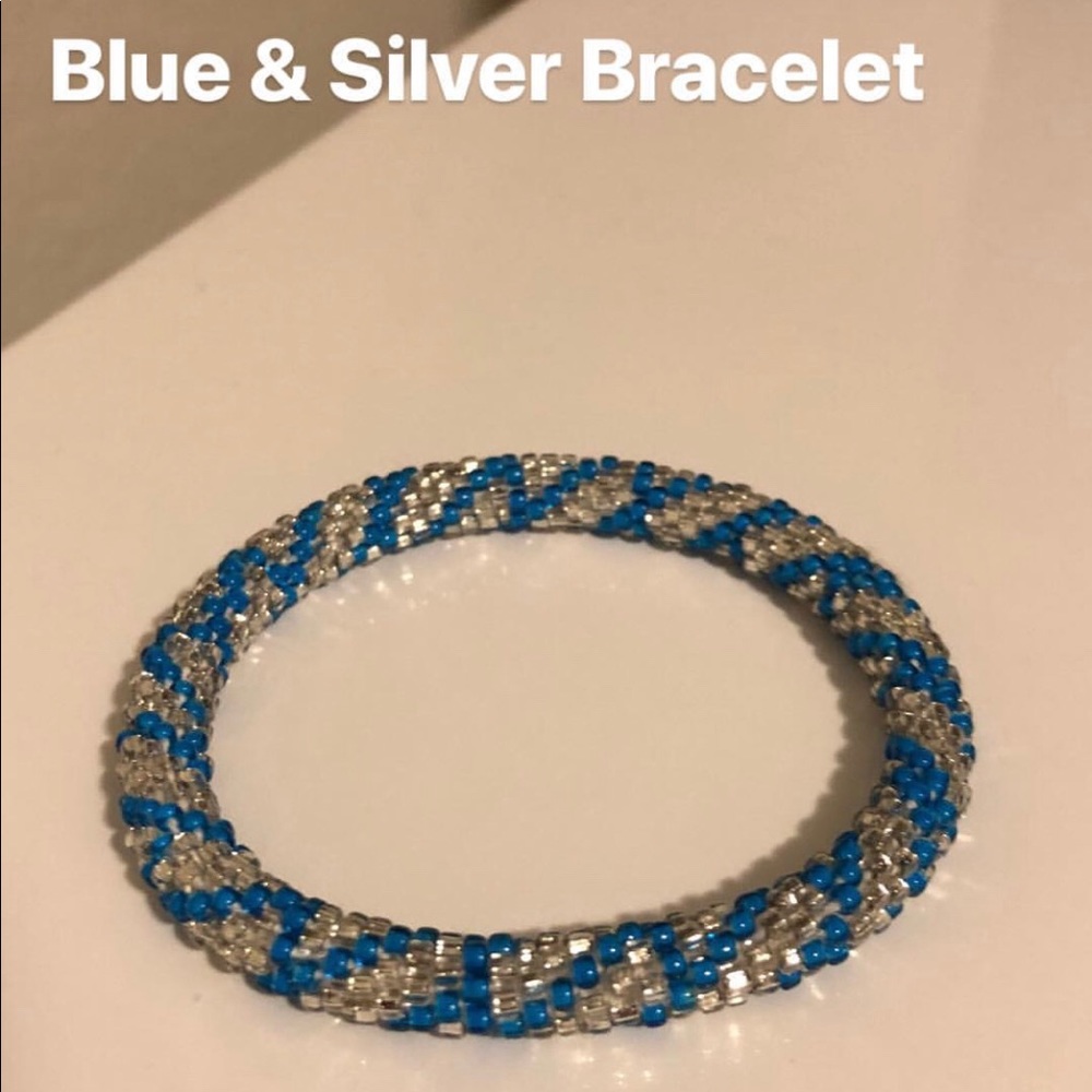 Silver and blue bracelet